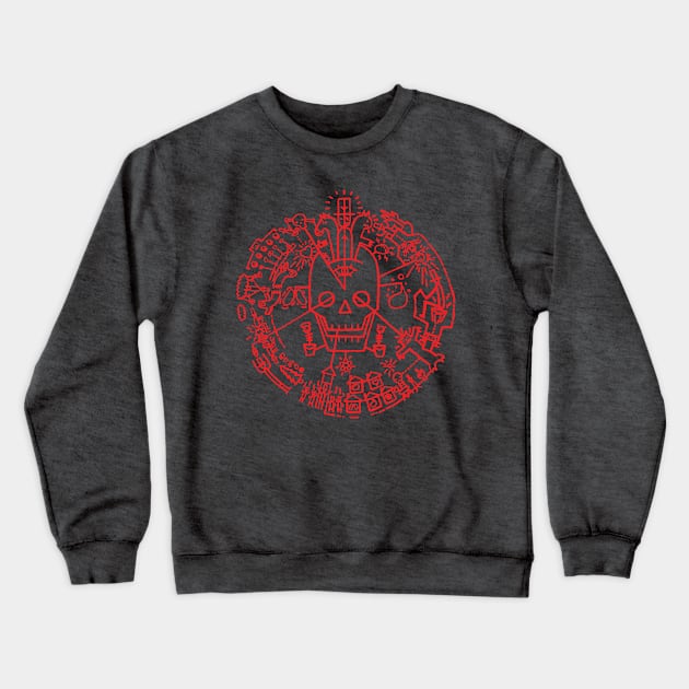 Cardboard Cowboy Resurrection Hieroglyph Red Crewneck Sweatshirt by CardboardCowboy